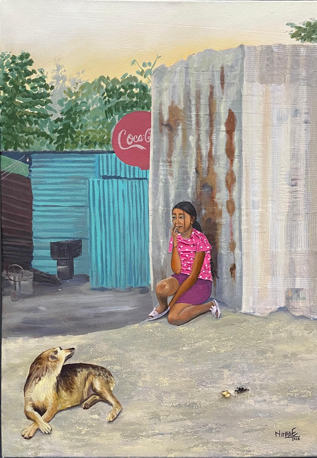 Serena compañía en la esperanza — mixed media painting