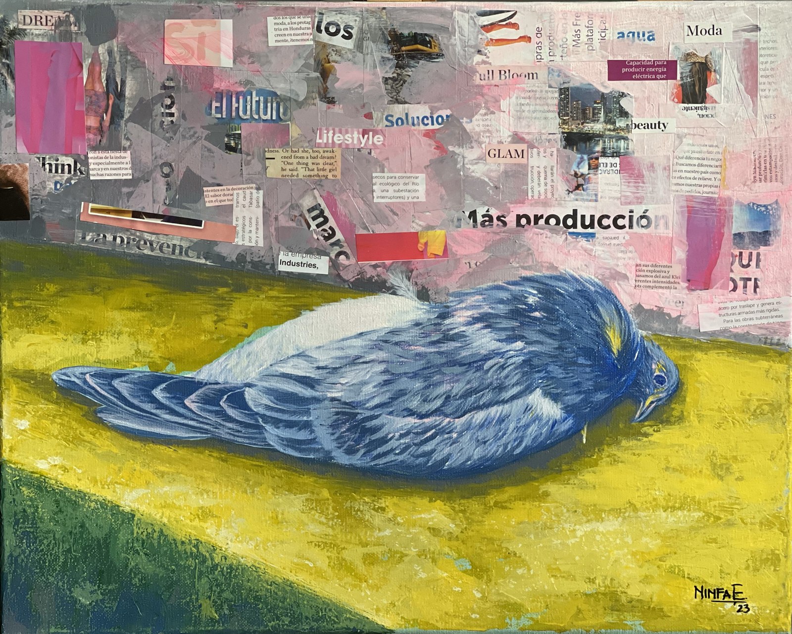 Vida transitoria — mixed media painting